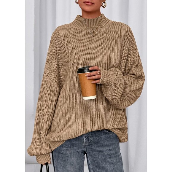 Oversized Chunky Knit Sweater Women Long Sleeve Turtleneck Casual Winter - Picture 2 of 8
